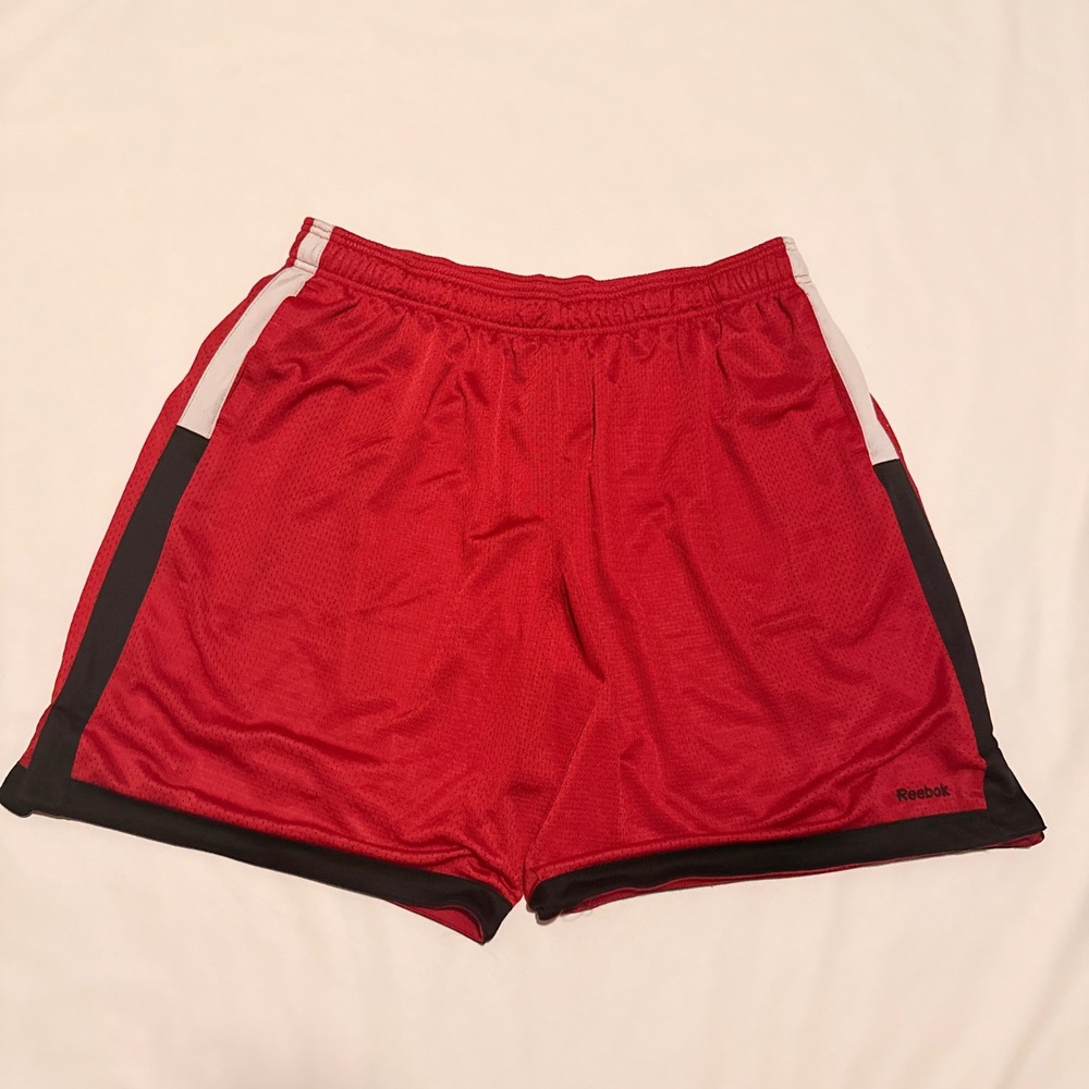 Reebok Mesh Athletic Shorts Mens XXL Red Side Stripe Activewear Gym Basketball